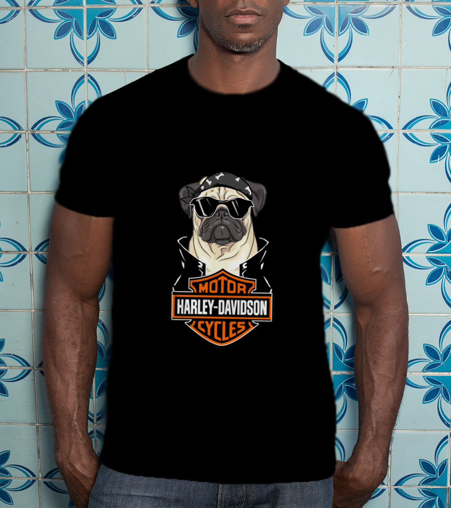 Harley Davidson Pug Motorcycles T-Shirt
