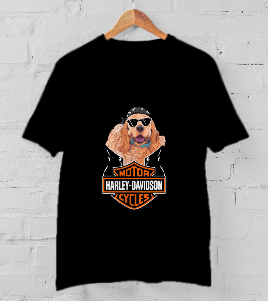 American Cocker Spaniel Harley Davidson Motorcycles Biker T-Shirt
