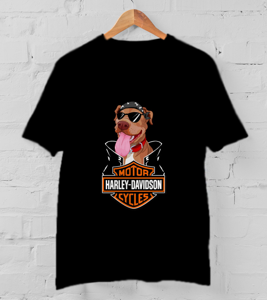 Harley Davidson American Pit Bull Terrier Biker T-Shirt