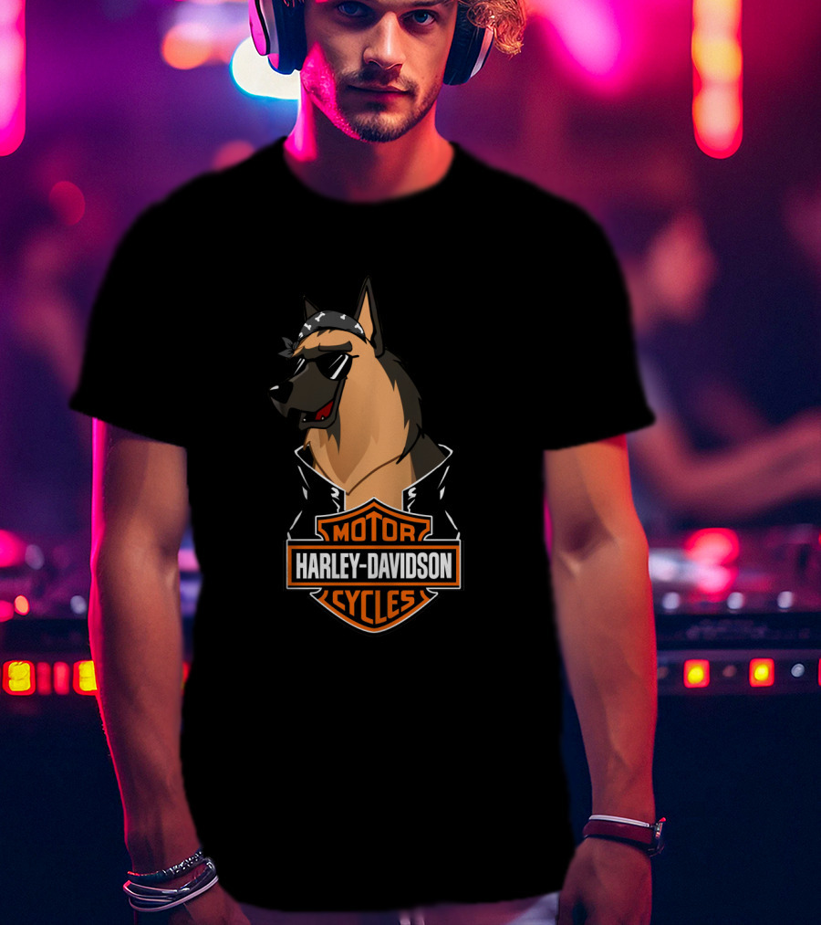 Belgian Shepherd Harley Davidson Cycles Biker T-Shirt