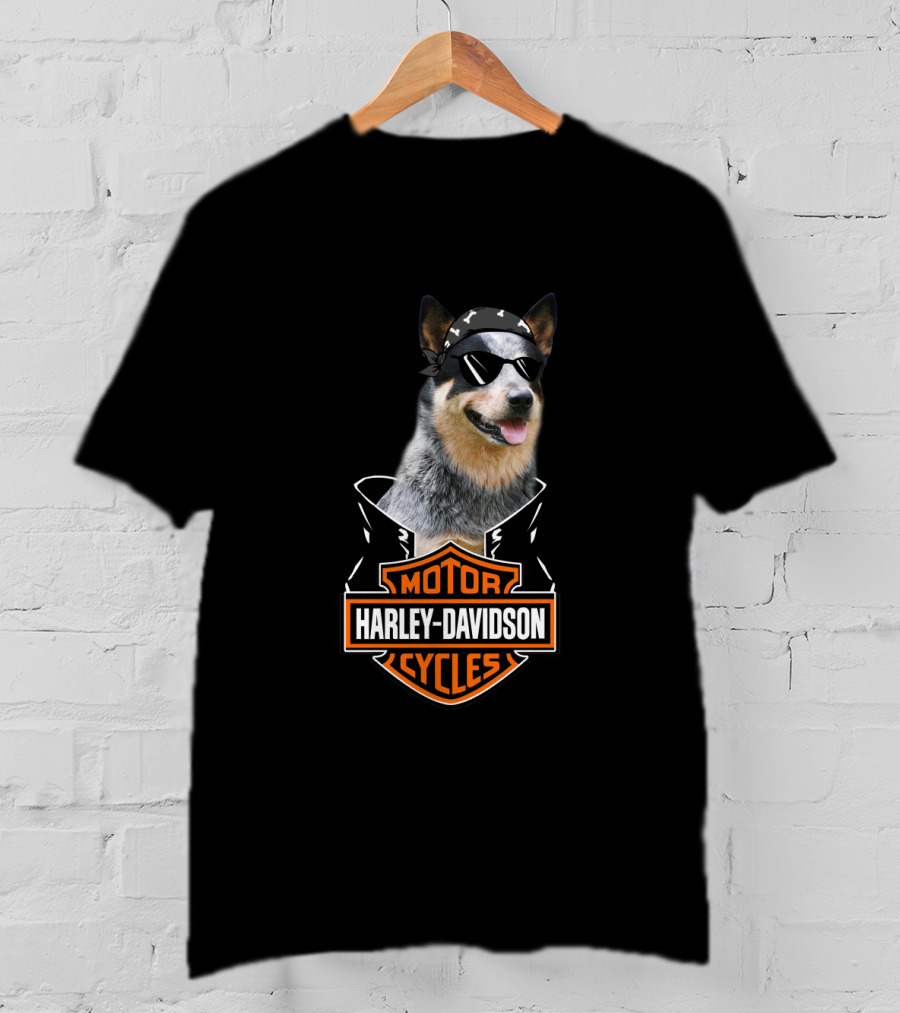 Harley Davidson Blue Heelers Biker Dog T-Shirt
