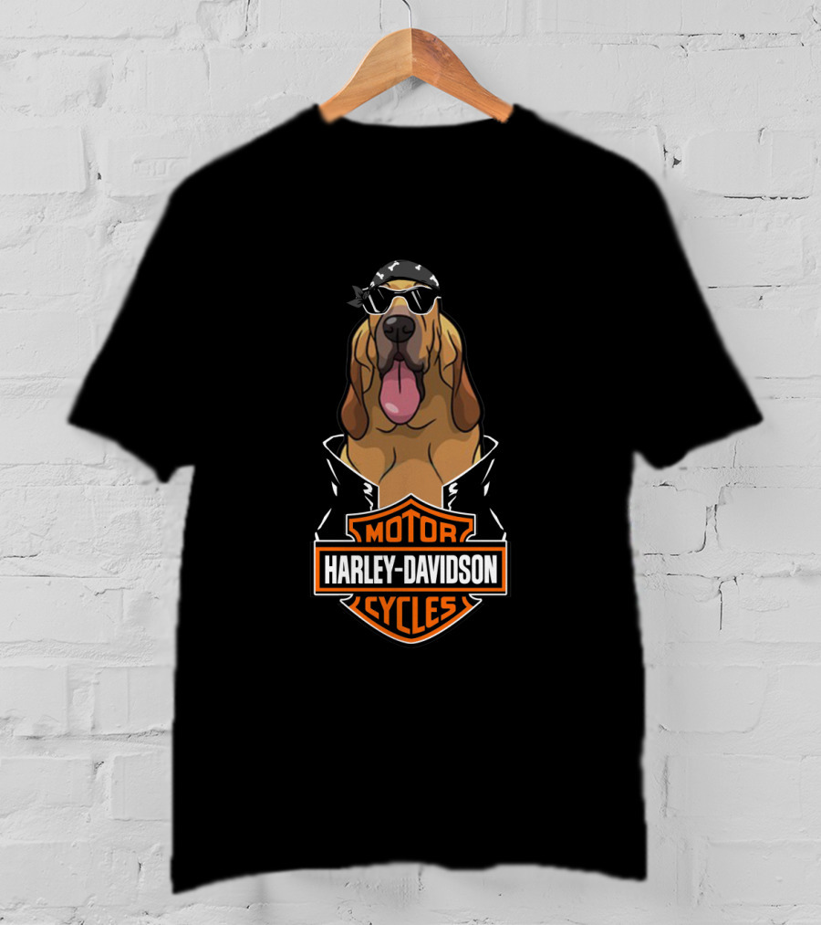 Harley Davidson Bloodhound With Bandana And Sunglasses T-Shirt