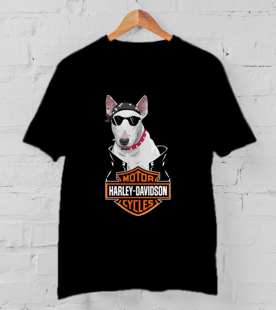 Bull Terrier Harley Davidson Motorcycles Biker T-Shirt