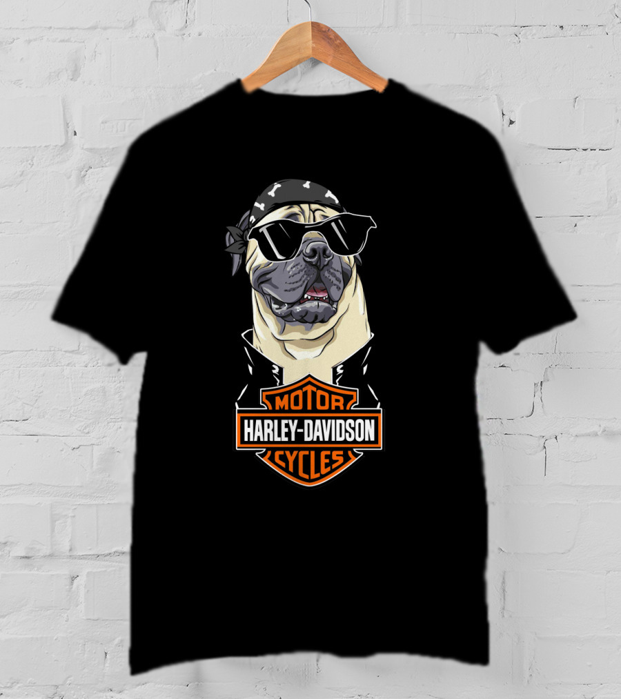 Bullmastiff Harley Davidson Motorcycles Biker Cool Dog T-Shirt