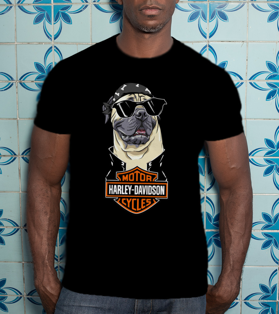 Bullmastiff Harley Davidson Motorcycles Biker Cool Dog T-Shirt