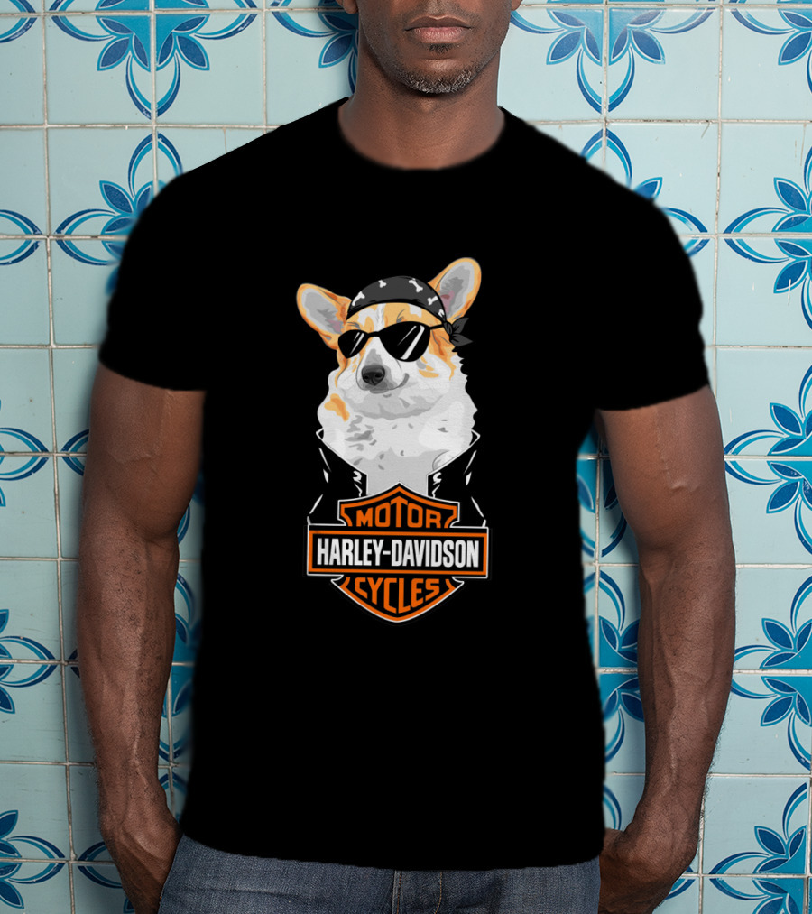 Harley Davidson Motor Cycles Corgi Biker T-Shirt