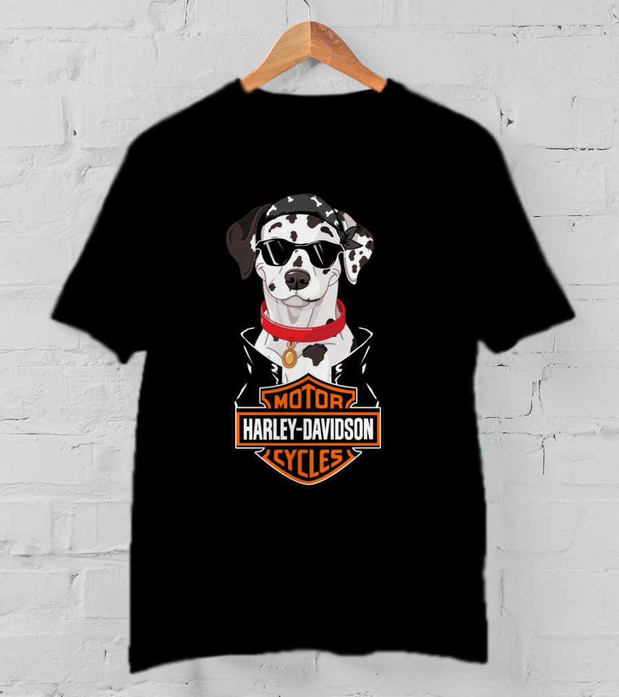 Dalmatian Biker Harley Davidson Motor Cycles T-Shirt