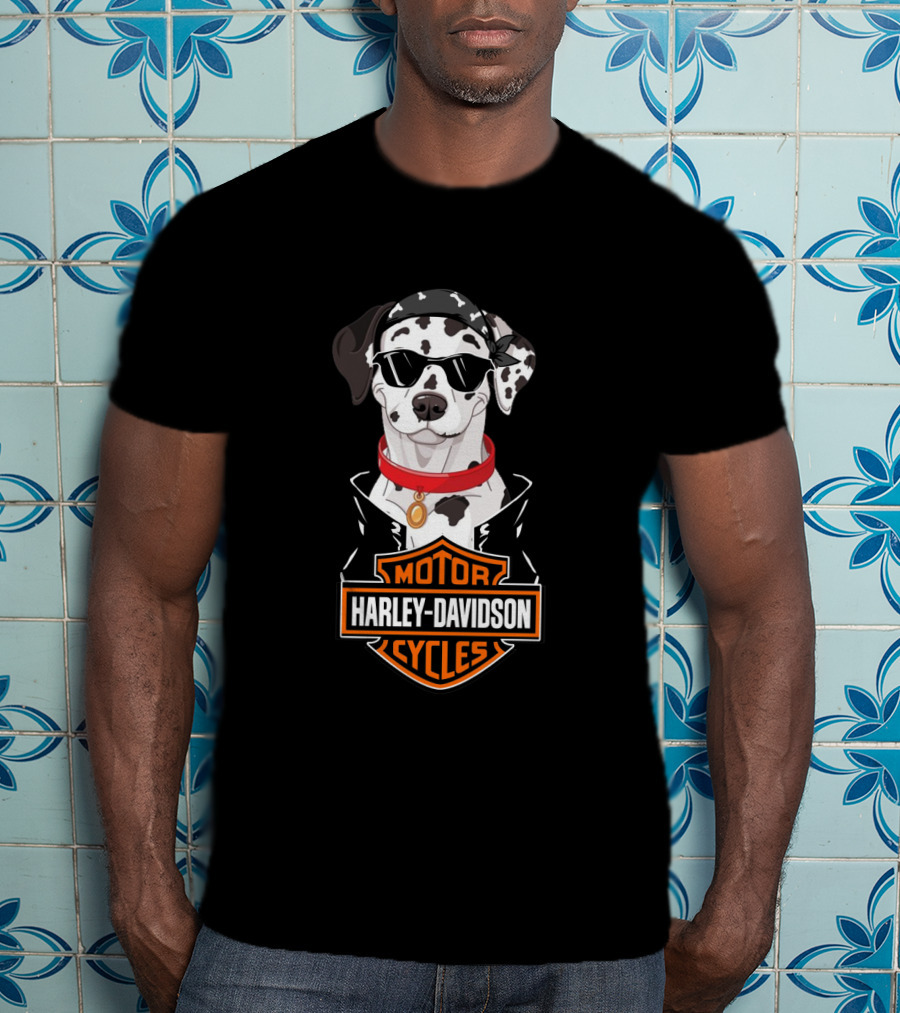 Dalmatian Biker Harley Davidson Motor Cycles T-Shirt