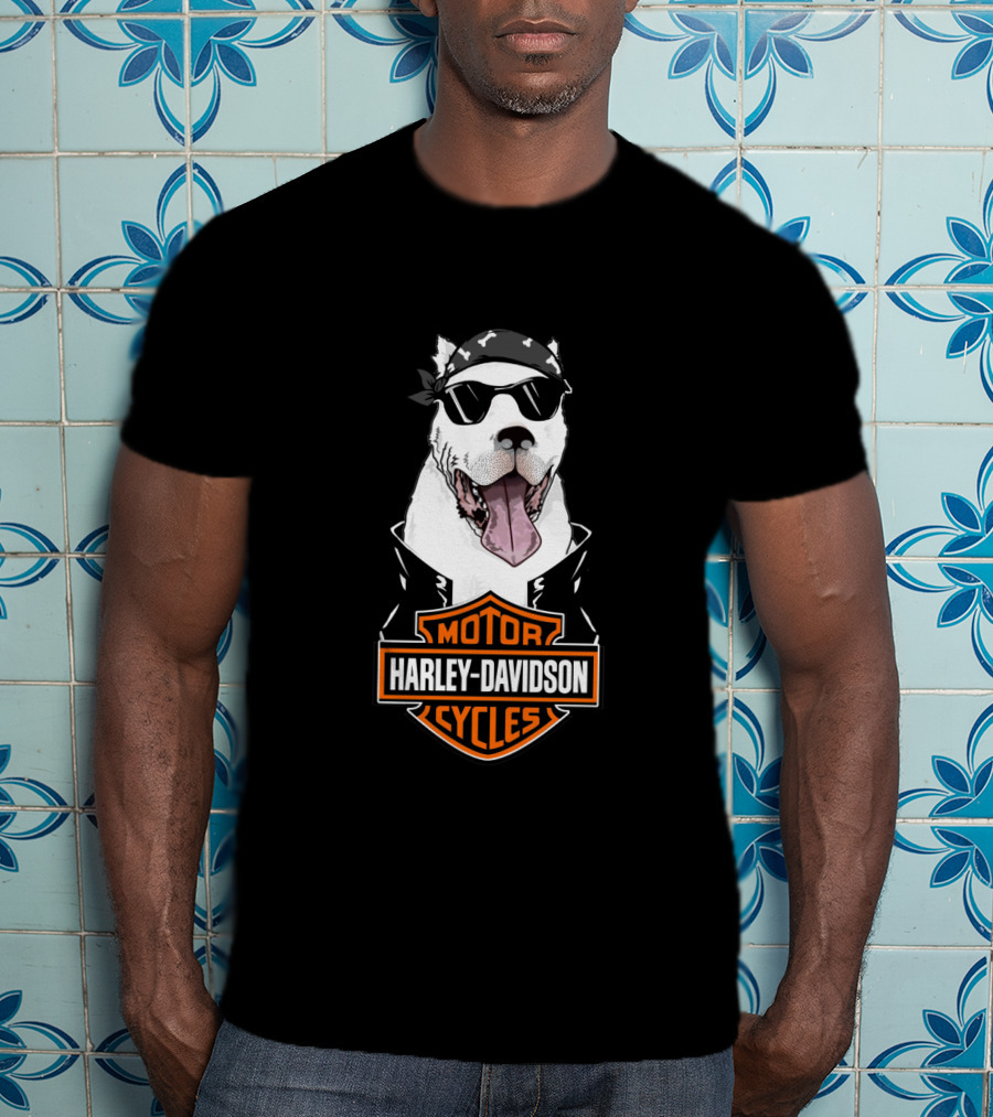 Dogo Argentino Biker Harley Davidson Motor Cycles T-Shirt