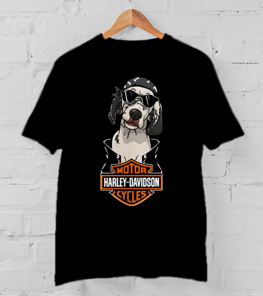 English Setter Harley Davidson Biker Dog T-Shirt