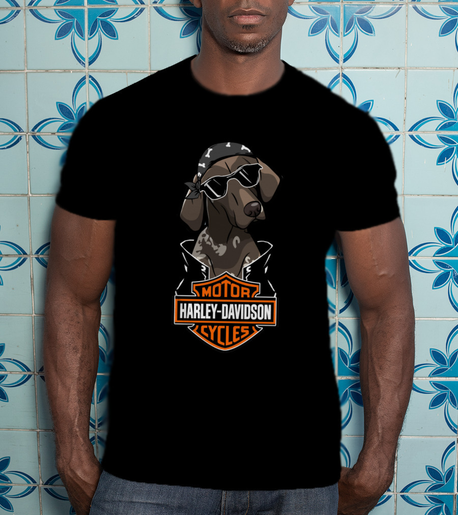 German Shorthaired Pointer Harley Davidson Cycles Biker Dog T-Shirt