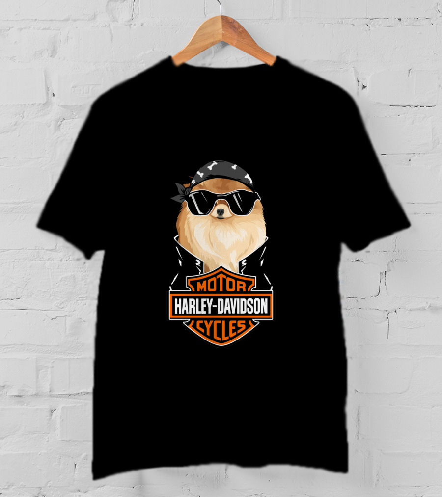 Harley Davidson German Spitz Motorcycles Biker T-Shirt