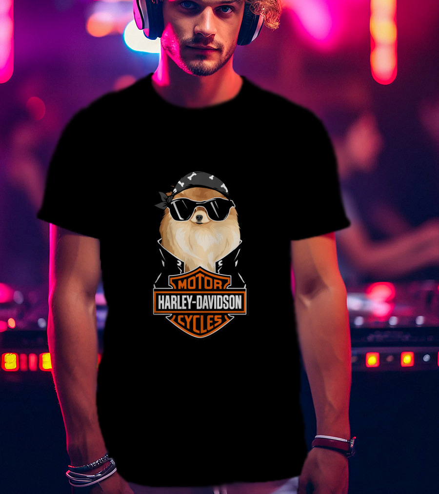 Harley Davidson German Spitz Motorcycles Biker T-Shirt