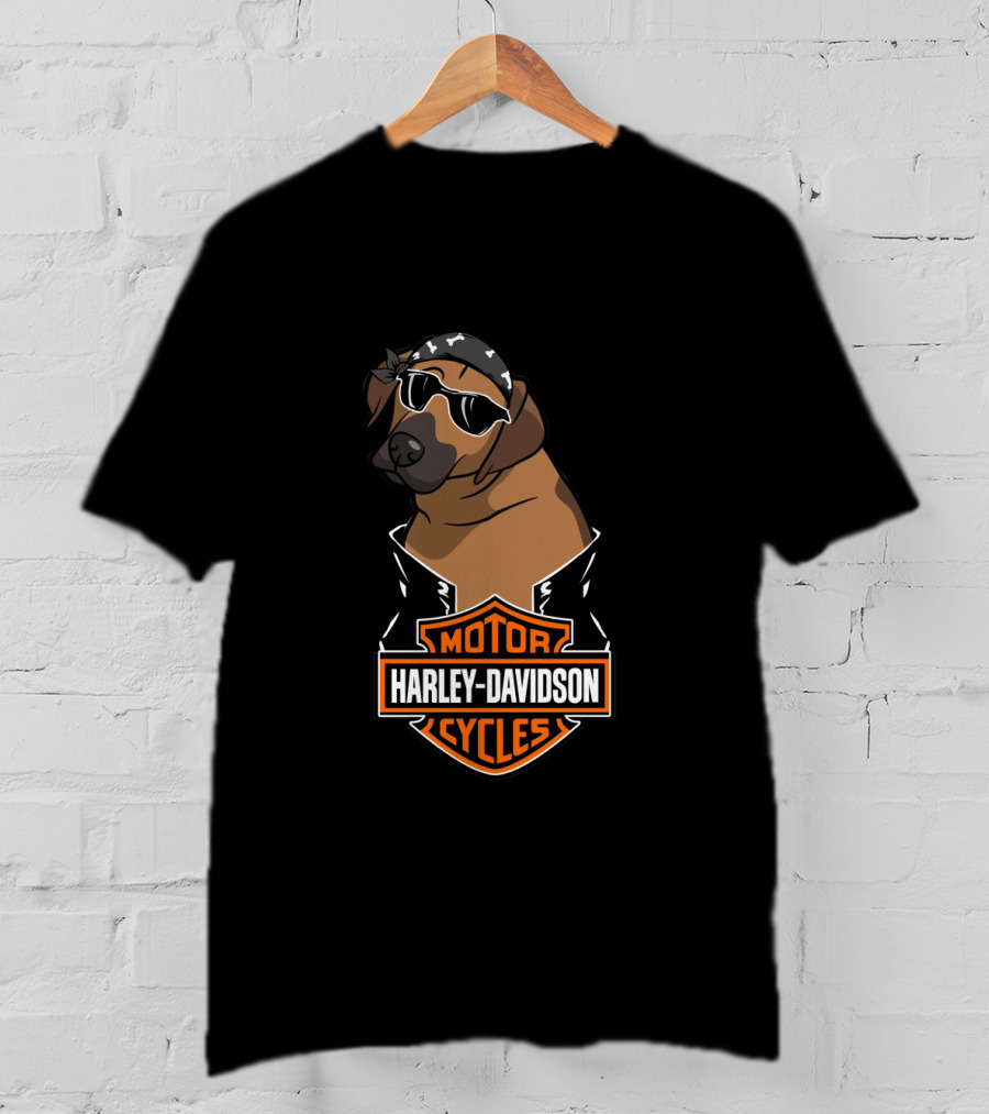 Harley Davidson Motor Cycles Rhodesian Ridgeback Biker T-Shirt