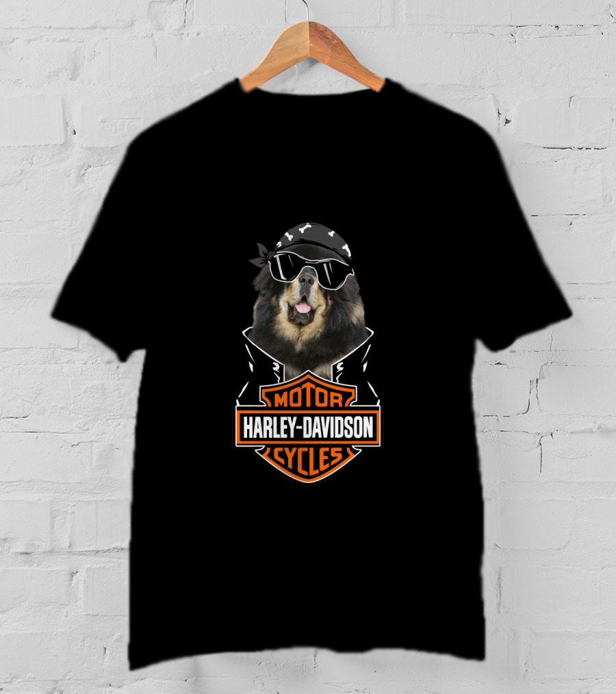 Harley Davidson Tibetan Mastiff Biker T-Shirt
