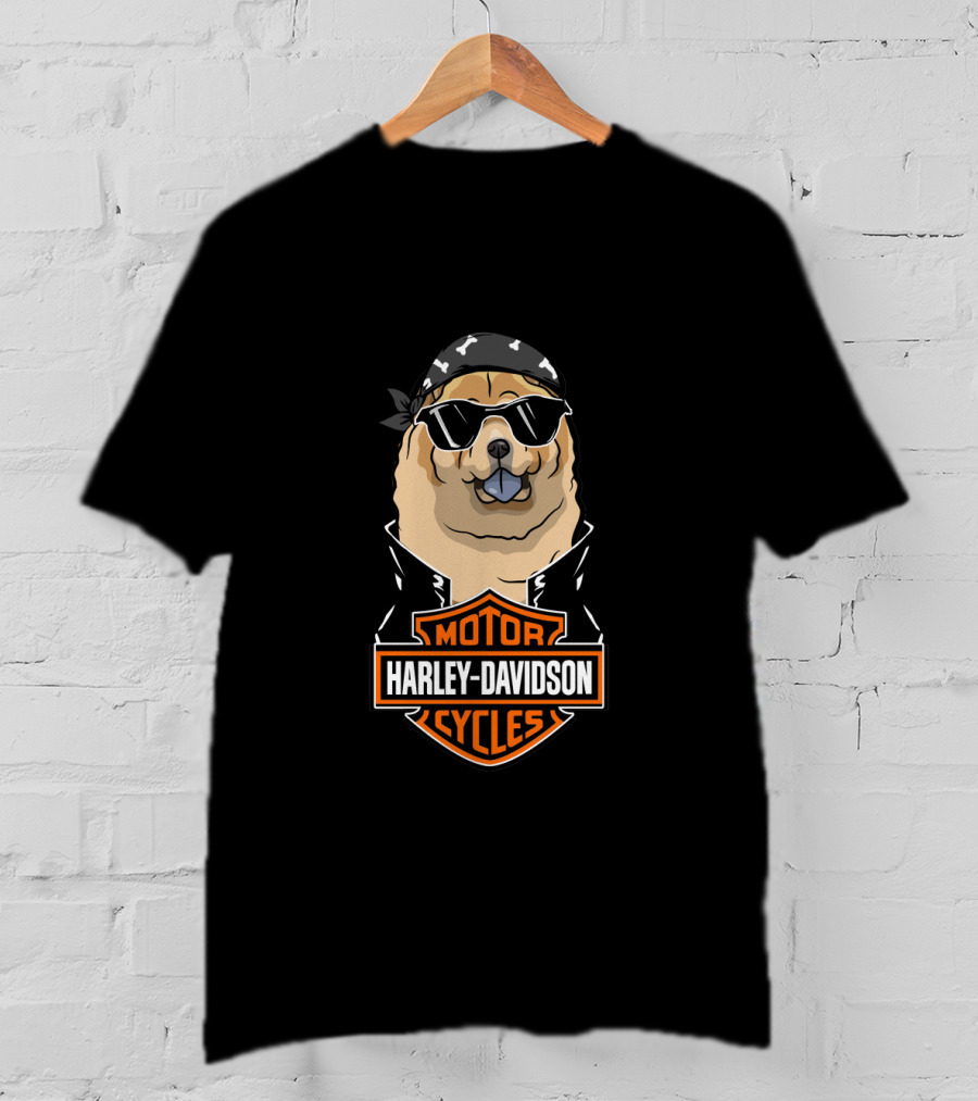 Harley Davidson Chow Chow Black Tongue Biker T-Shirt
