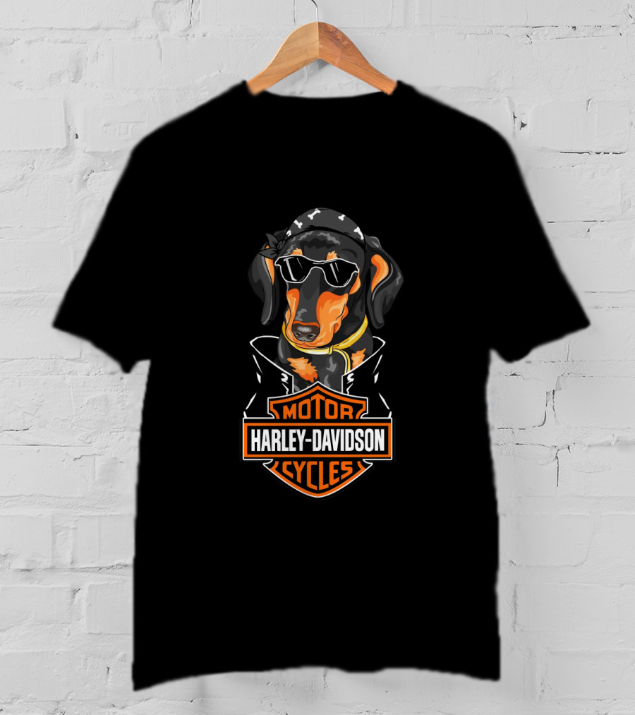 Dachshund Biker Harley Davidson Motor Cycles T-Shirt