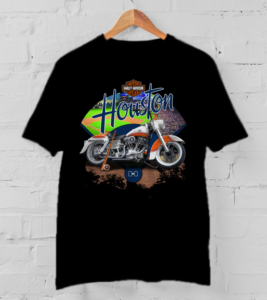 Houston Astros Harley Davidson Motorcycle Baseball Experience T-Shirt
