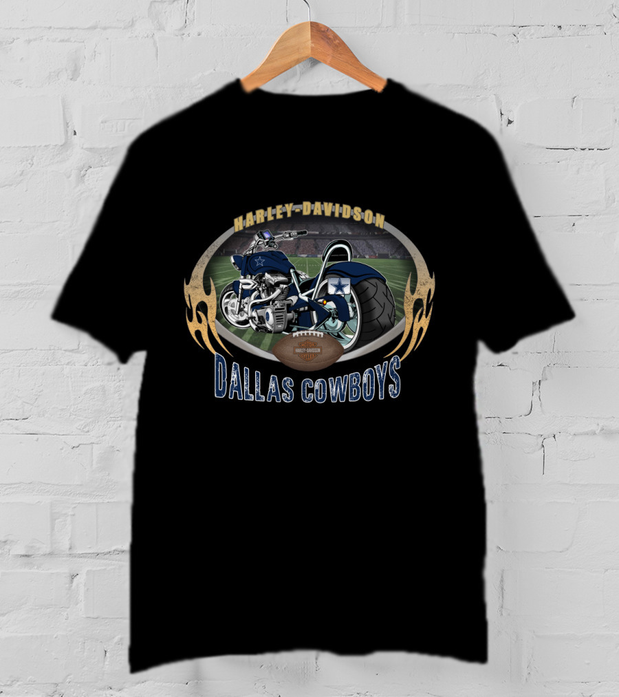 Harley Davidson Dallas Cowboys Football Motorcycle Stadium T-Shirt