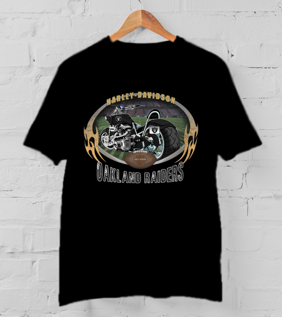Harley Davidson Oakland Raiders Football Motorcycle Stadium 16Hd T-Shirt