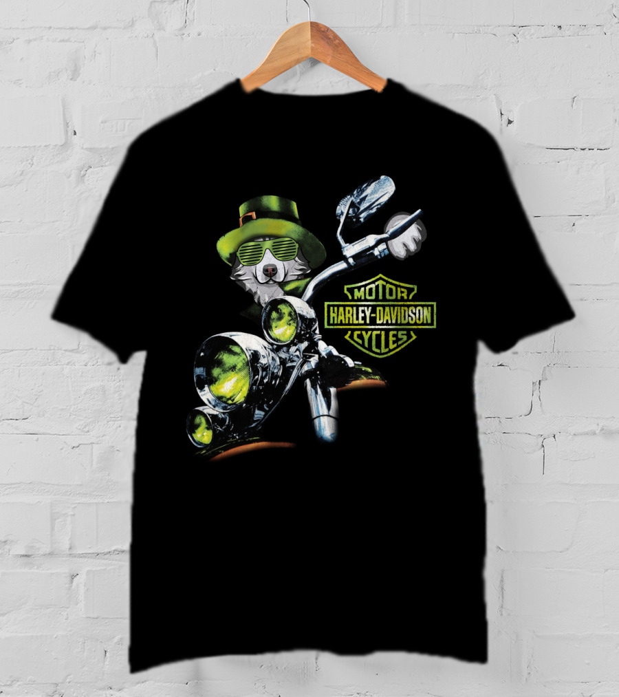 Alaskan Malamute Harley Davidson Cycles St. Patrick's Day Motorcycle Ride T-Shirt