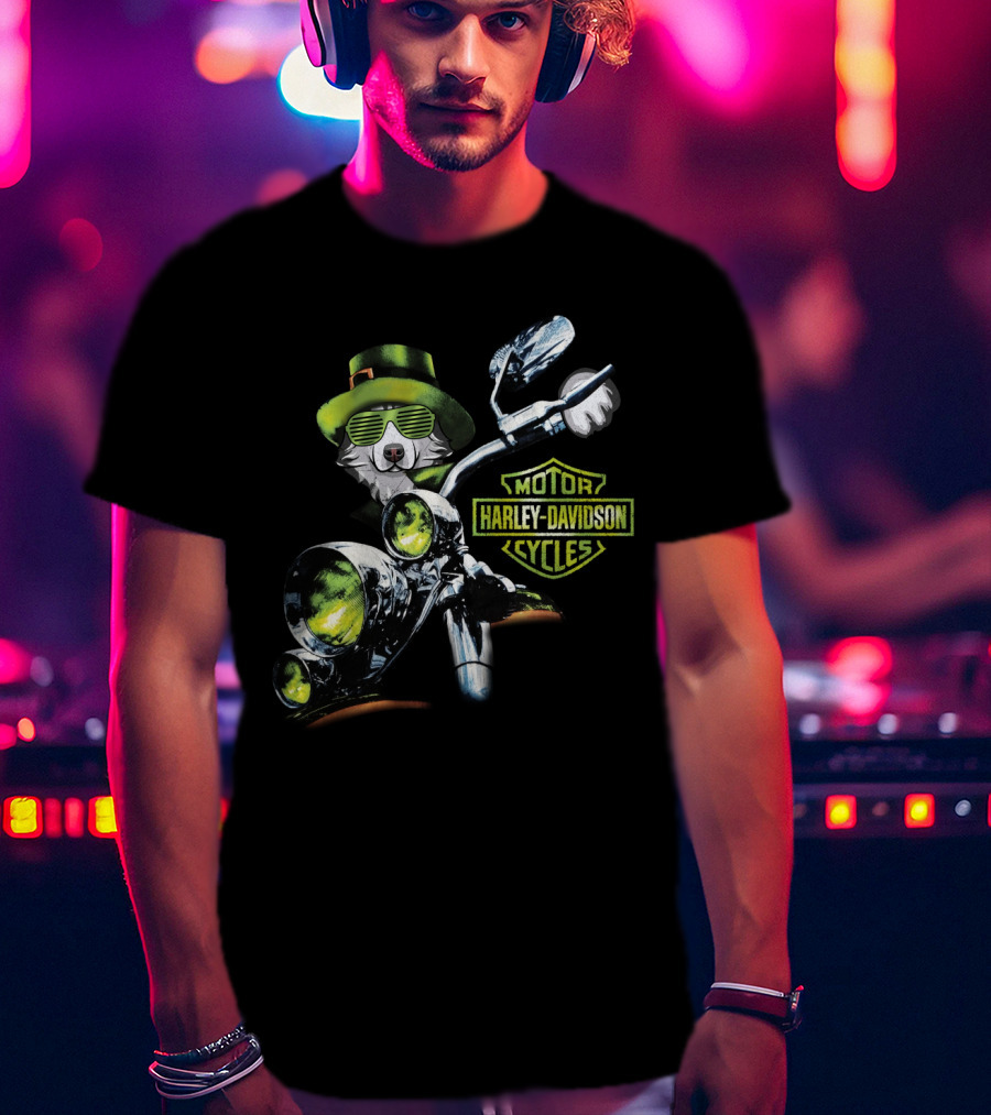 Alaskan Malamute Harley Davidson Cycles St. Patrick's Day Motorcycle Ride T-Shirt