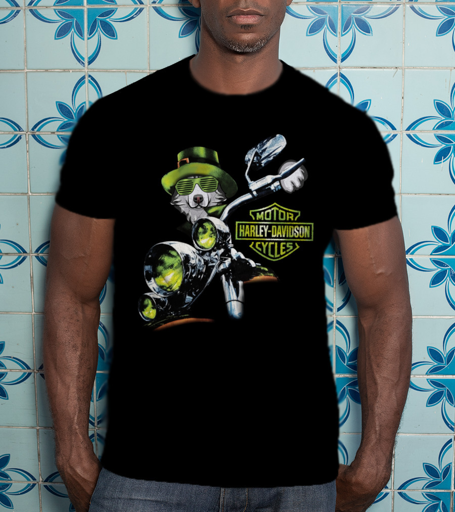 Alaskan Malamute Harley Davidson Cycles St. Patrick's Day Motorcycle Ride T-Shirt