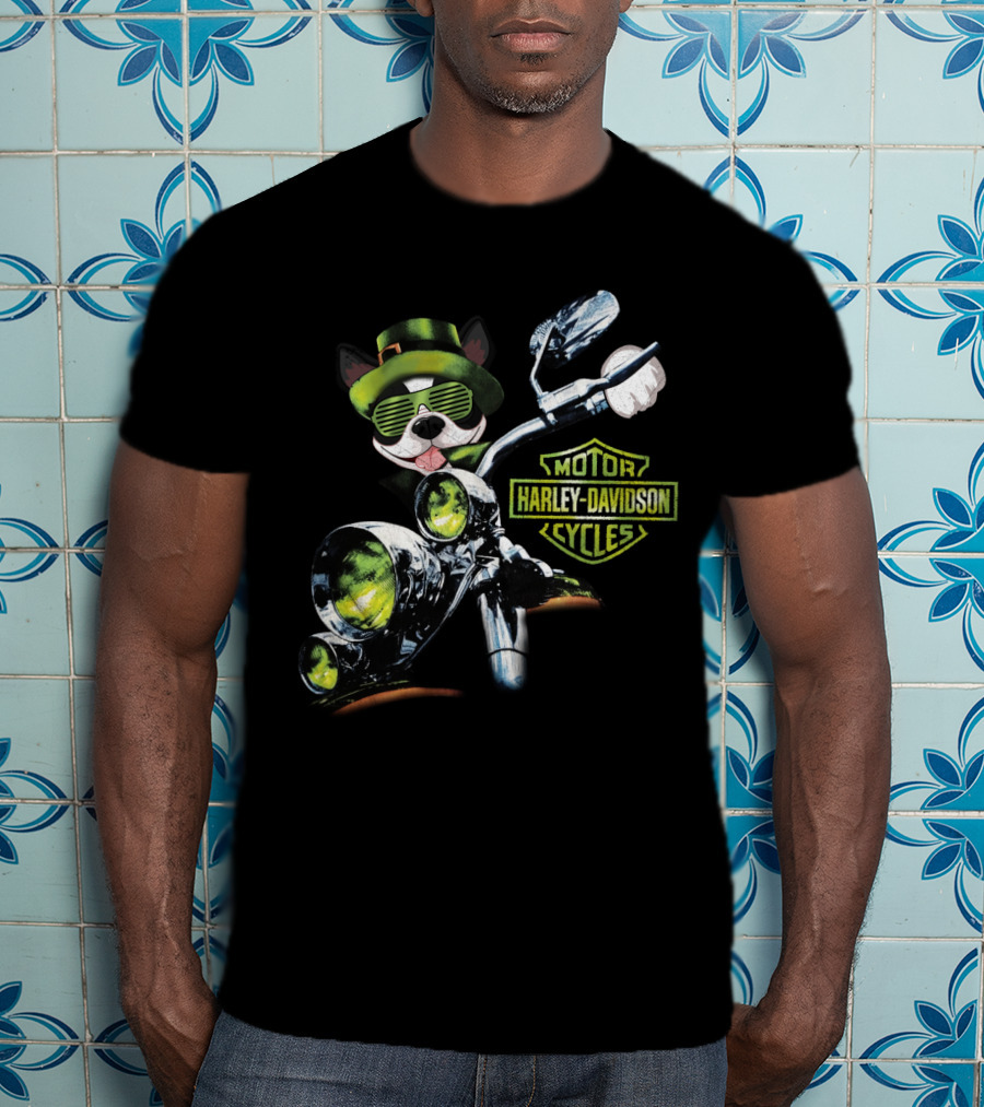 Boston Terrier Harley Davidson Motorcycles 18Hd T-Shirt