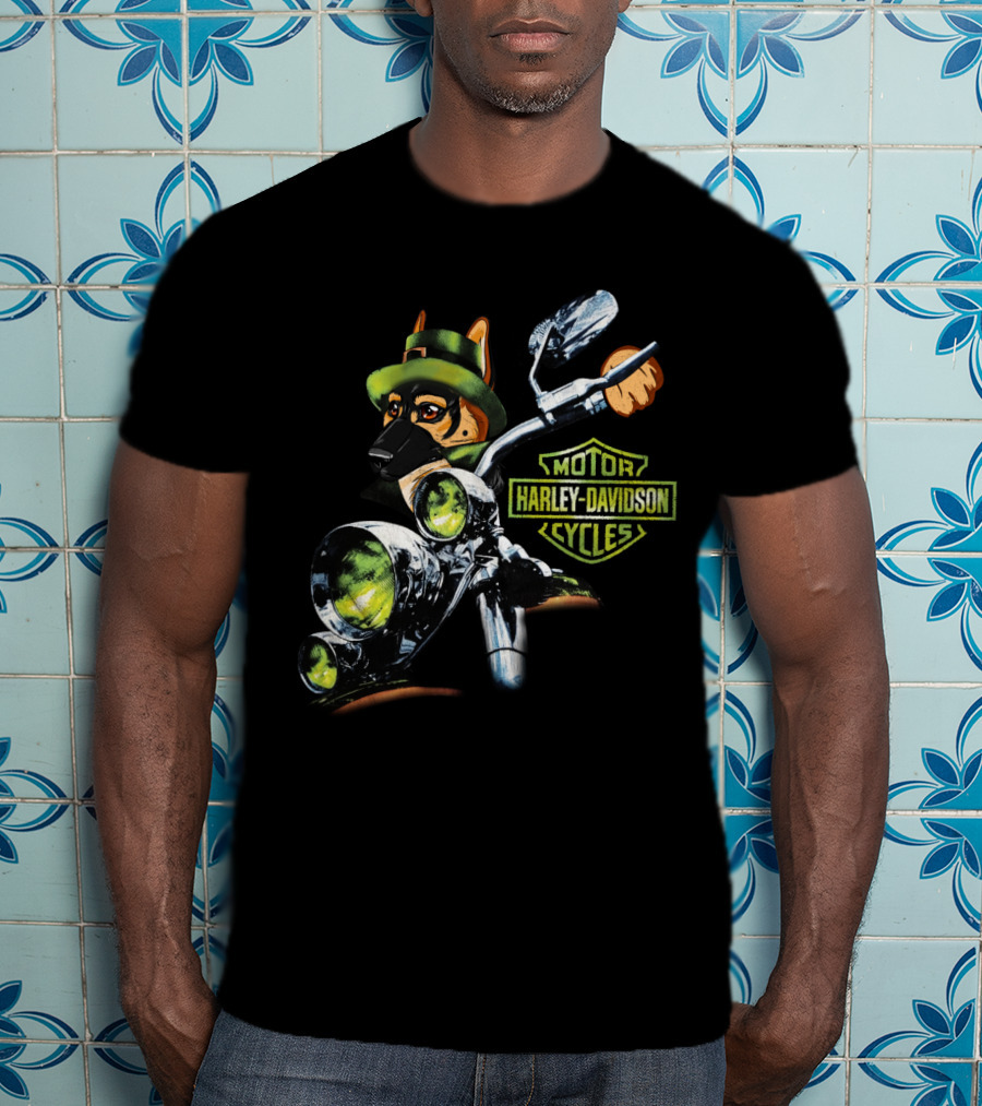 Harley Davidson Motor Cycles German Shepherd 18Hd T-Shirt