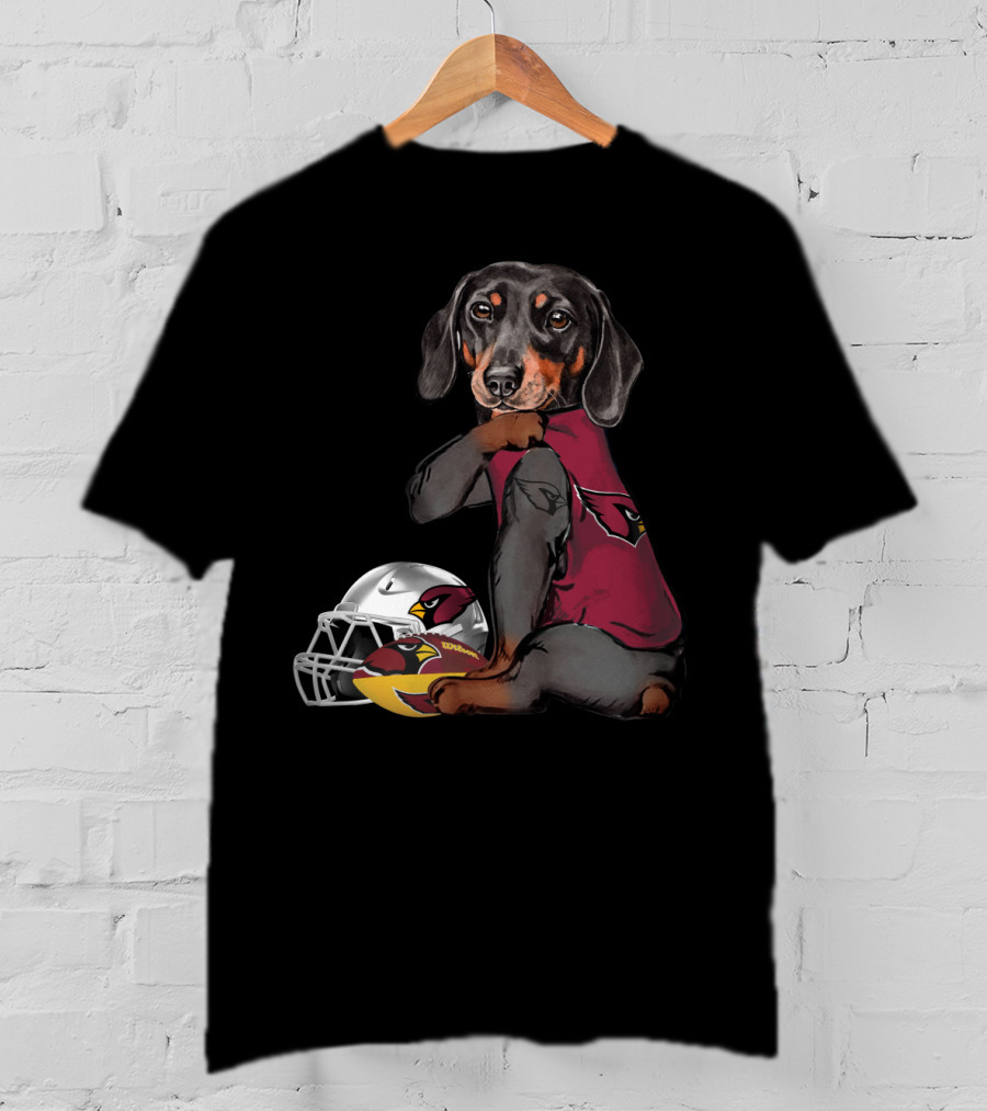 Arizona Cardinals Football Dachshund With Helmet And Ball T-Shirt