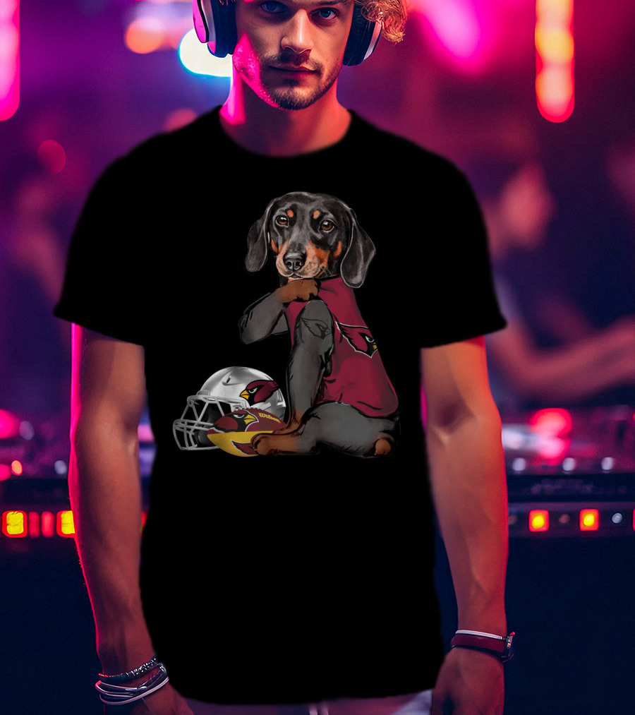 Arizona Cardinals Football Dachshund With Helmet And Ball T-Shirt