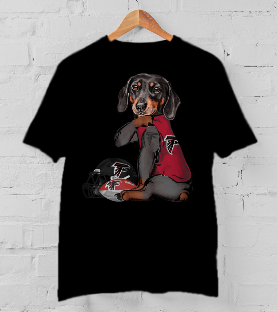 Atlanta Falcons Dachshund With Football Helmet And Ball T-Shirt