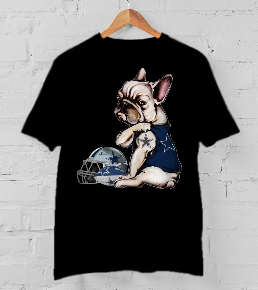 Dallas Cowboys Pug With Star Jersey And Helmet T-Shirt