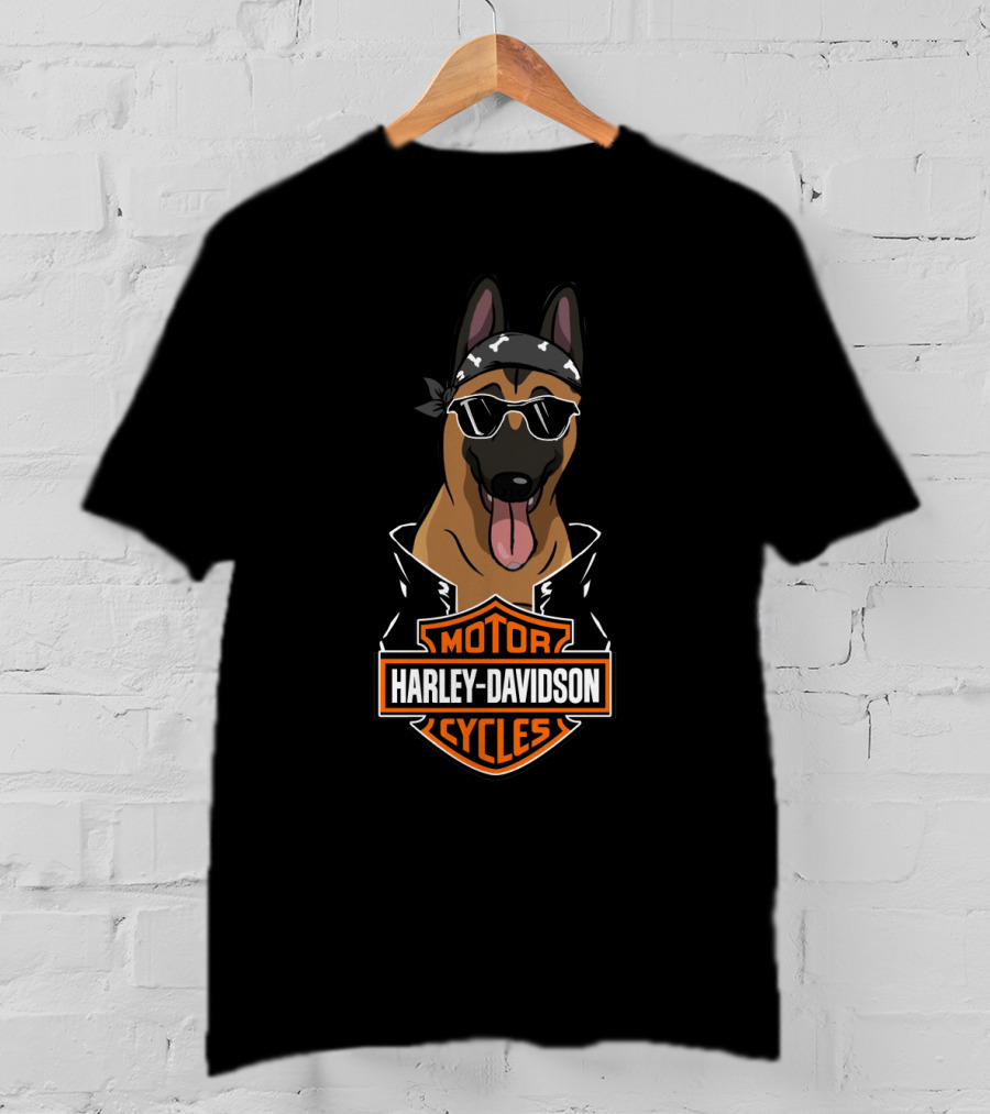 Harley Davidson Belgian Malinois Cool Sunglasses Bandana T-Shirt