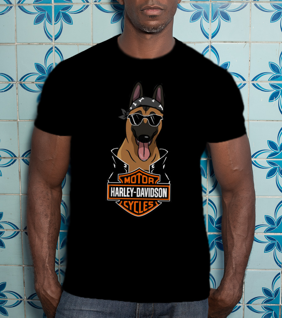Harley Davidson Belgian Malinois Cool Sunglasses Bandana T-Shirt