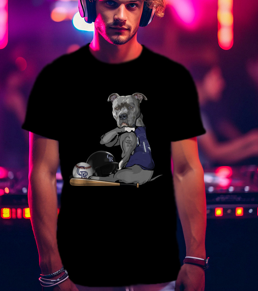 Colorado Rockies Pit Bull Baseball Bat And Helmet T-Shirt