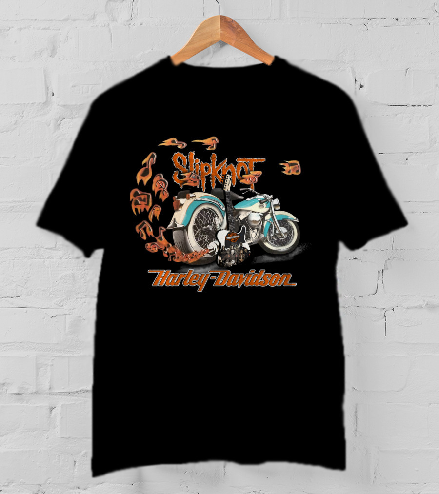 Slipknot Harley Davidson Motorcycle And Guitar T-Shirt