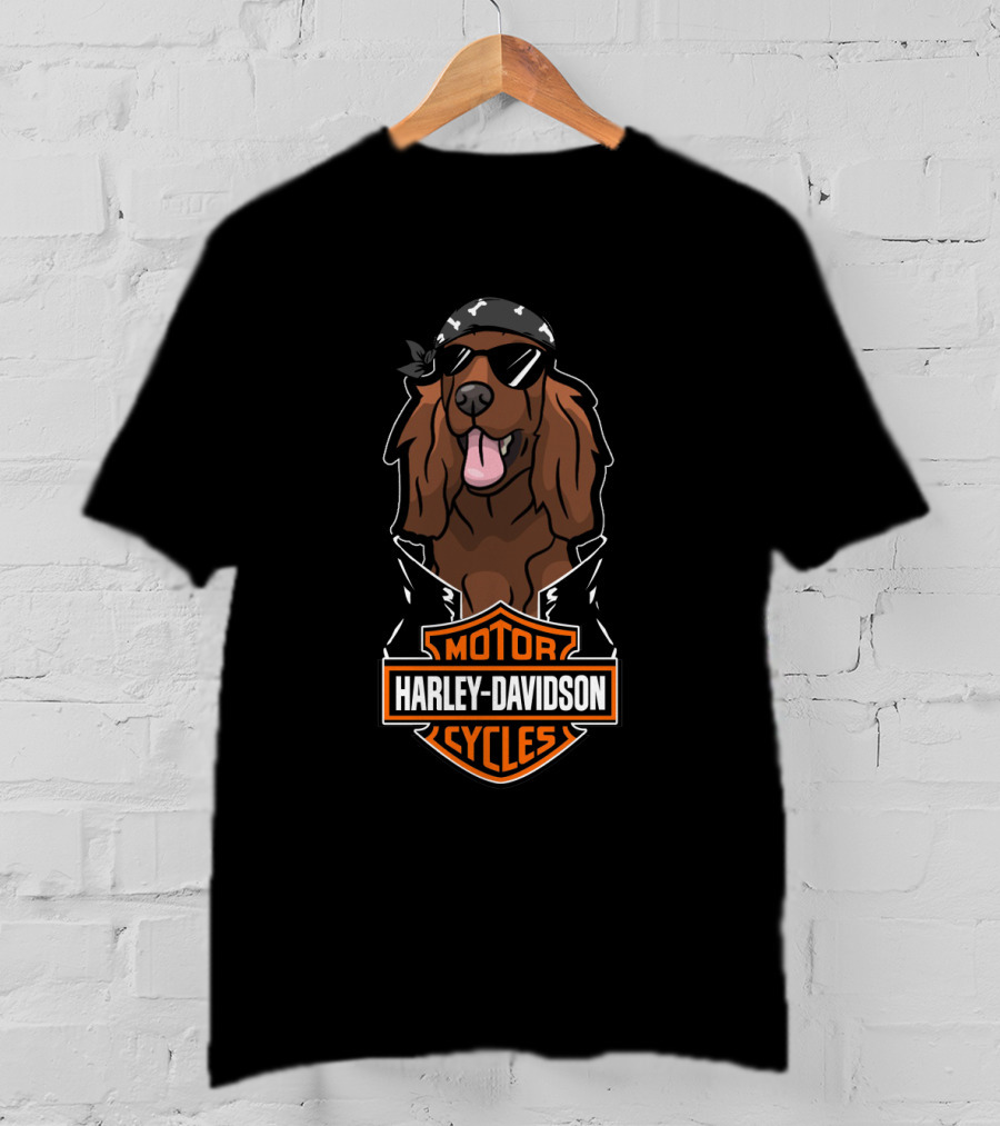 Harley Davidson Motor Cycles Irish Setter Bandana Sunglasses T-Shirt