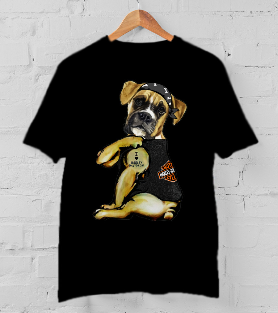 Harley Davidson Boxer Dog Motorcycle Lovers T-Shirt