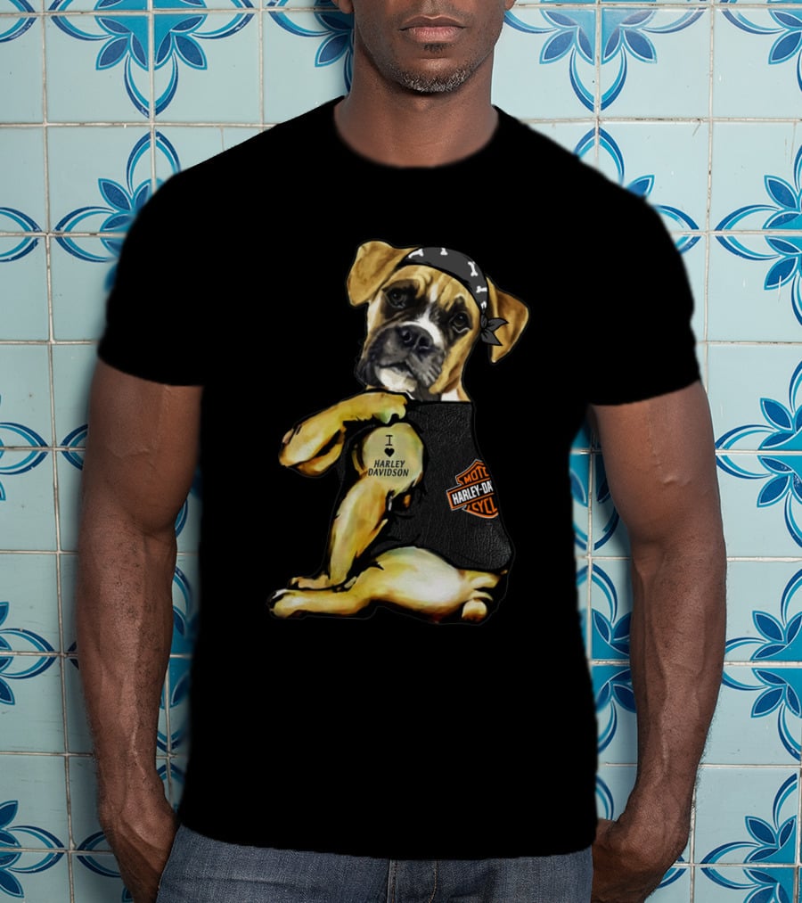 Harley Davidson Boxer Dog Motorcycle Lovers T-Shirt