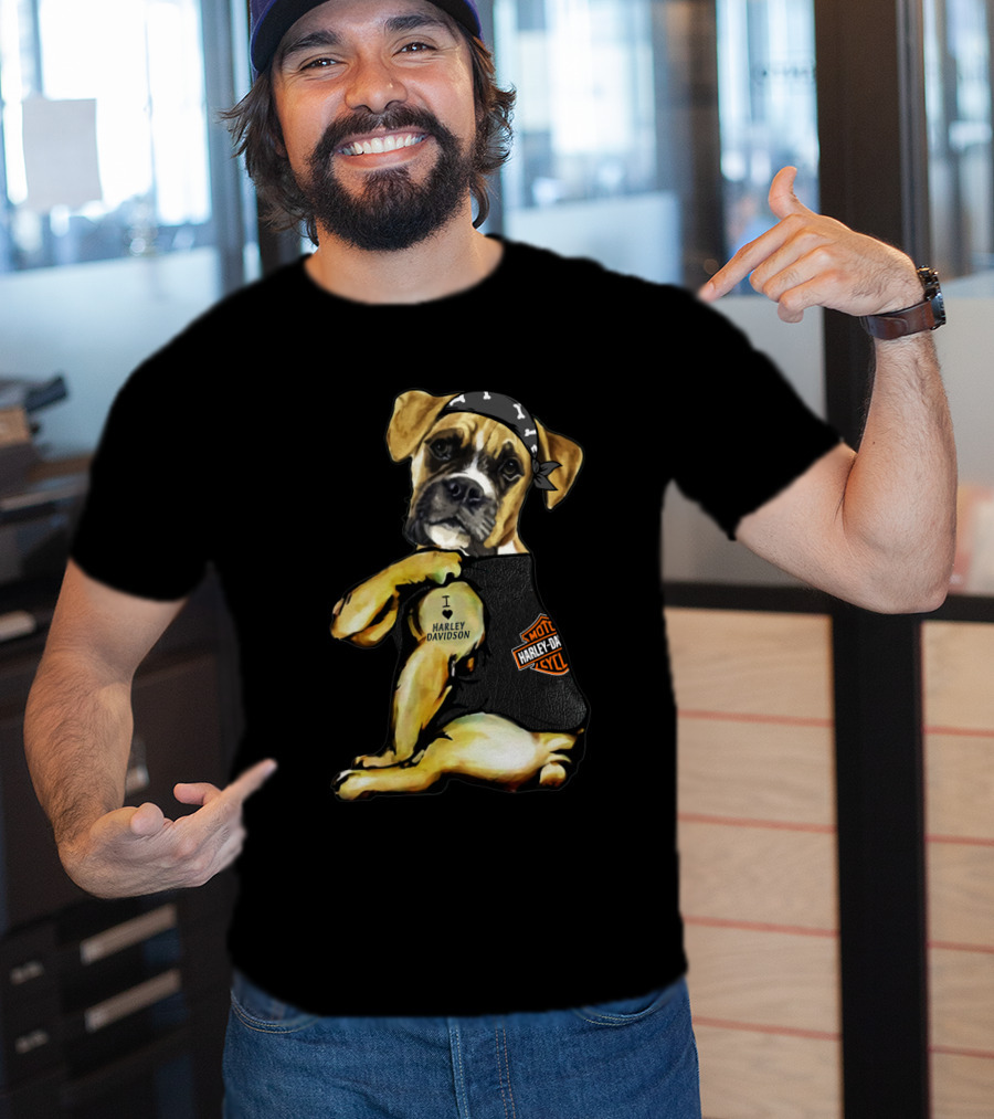 Harley Davidson Boxer Dog Motorcycle Lovers T-Shirt