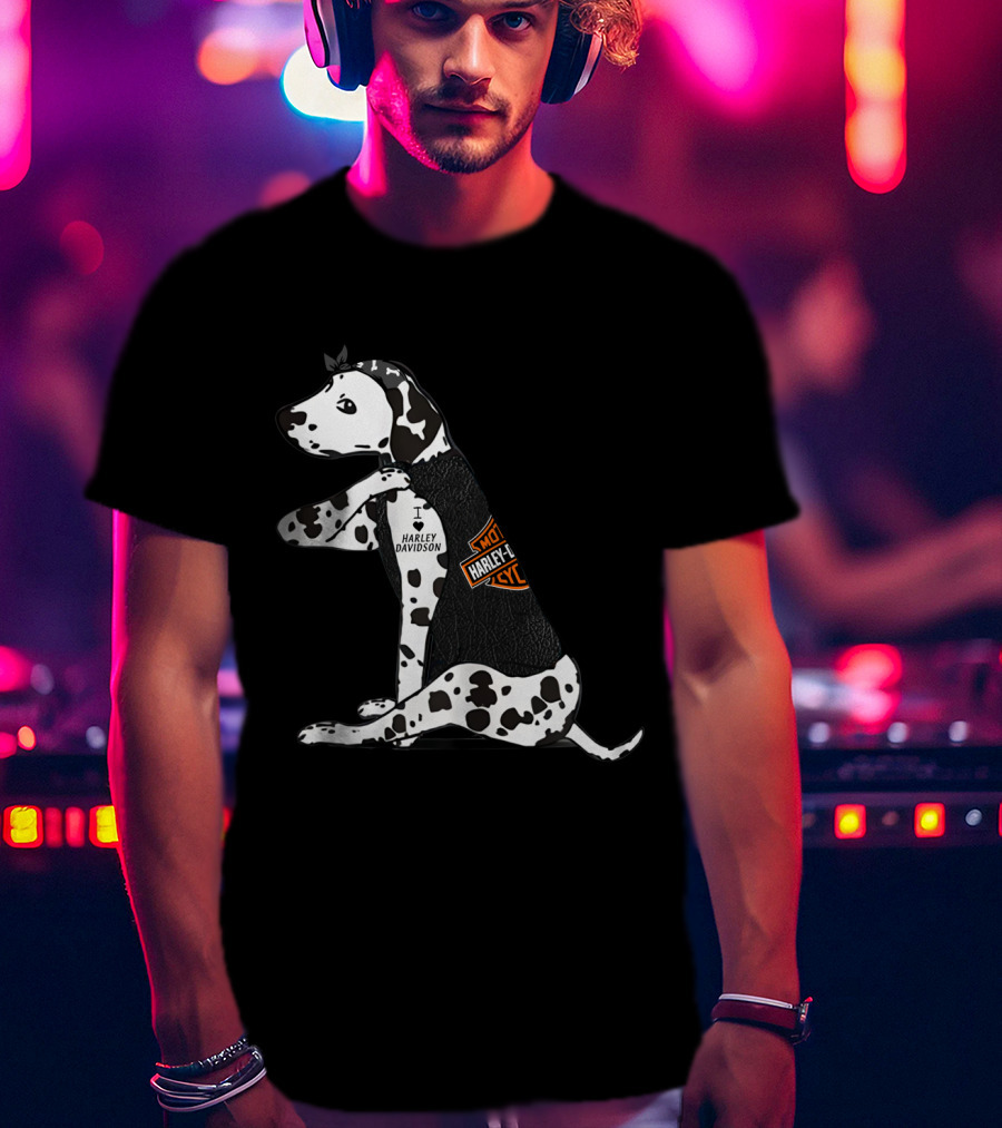 Harley Davidson Dalmatian I Heart Harley Davidson T-Shirt