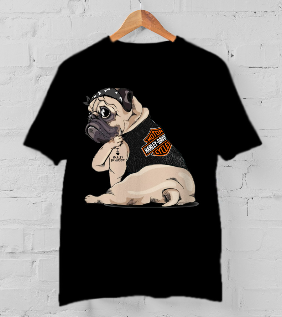 Harley Davidson Pug Motorcycles I Love Harley Davidson T-Shirt
