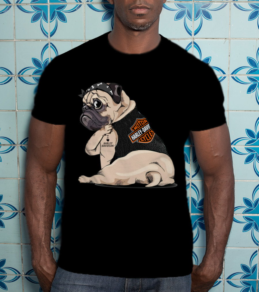 Harley Davidson Pug Motorcycles I Love Harley Davidson T-Shirt