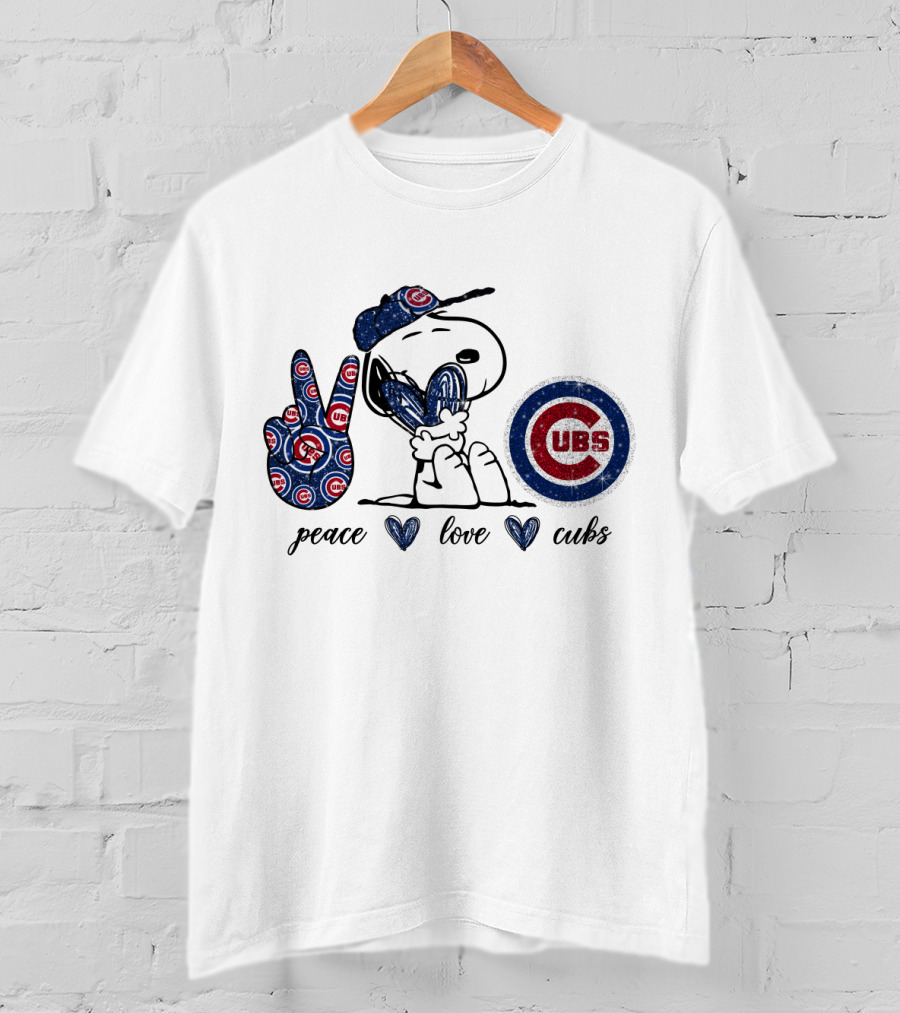 Peace Love Cubs Chicago C Logo Snoopy T-Shirt