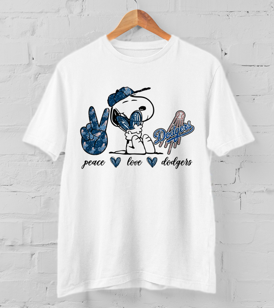 Peace Love Dodgers Snoopy Dodgers T-Shirt