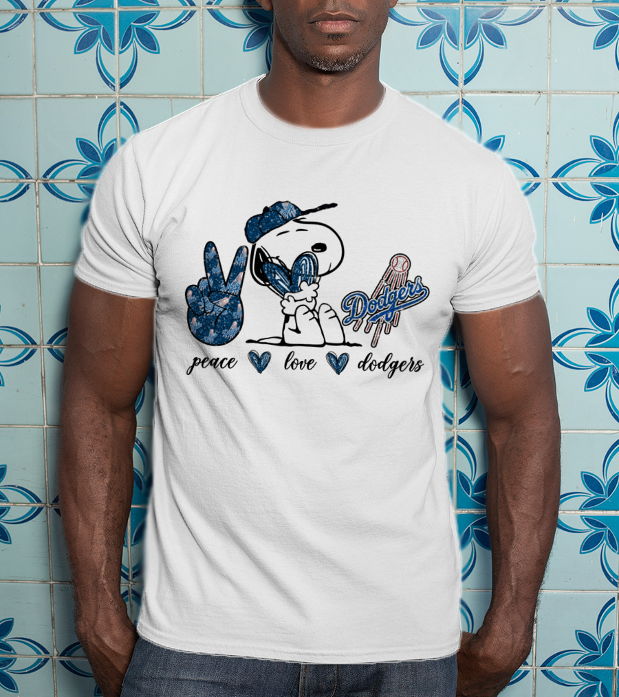 Peace Love Dodgers Snoopy Dodgers T-Shirt
