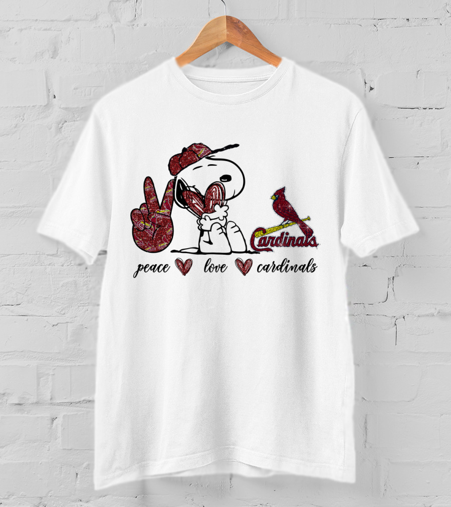 Peace Love Cardinals Snoopy Baseball Fan T-Shirt