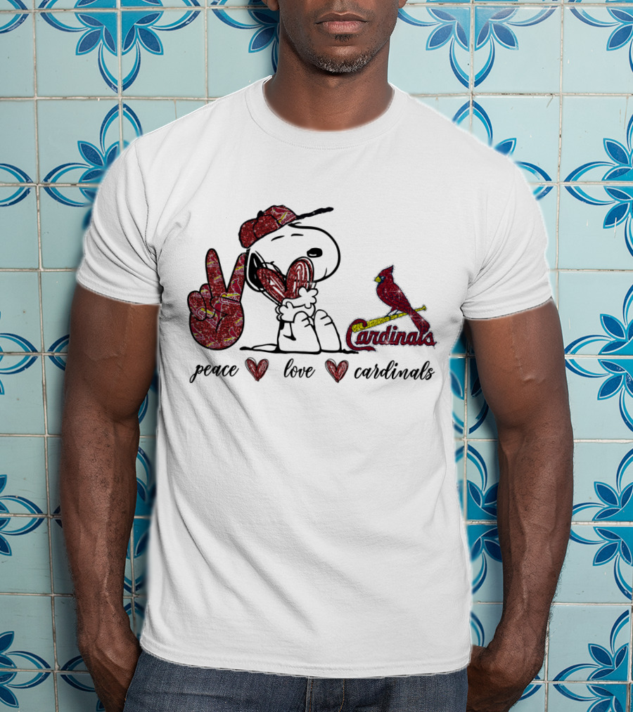 Peace Love Cardinals Snoopy Baseball Fan T-Shirt