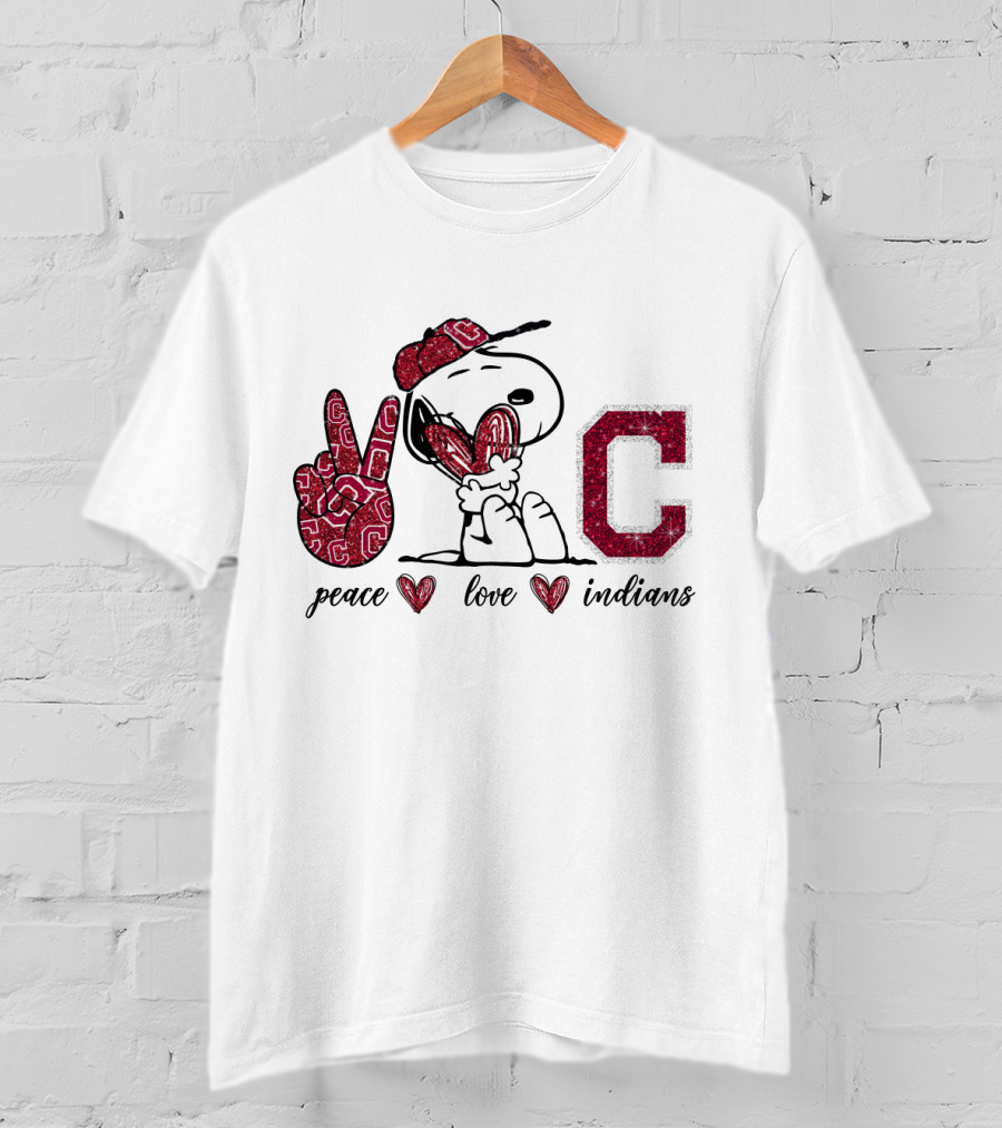 Peace Love Cleveland Indians Snoopy C T-Shirt